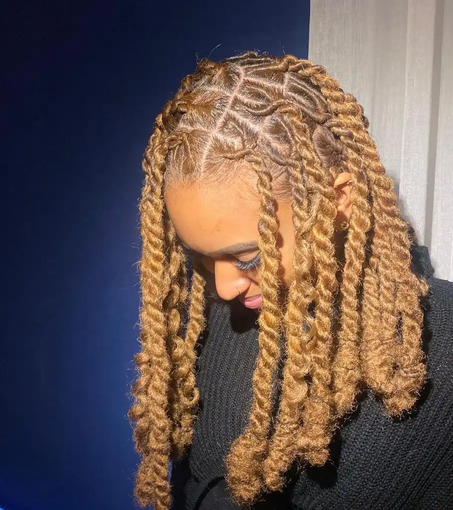 Locs Hairstyles for Black Women Warm Cinnamon Two-Strand Twists With Volume
