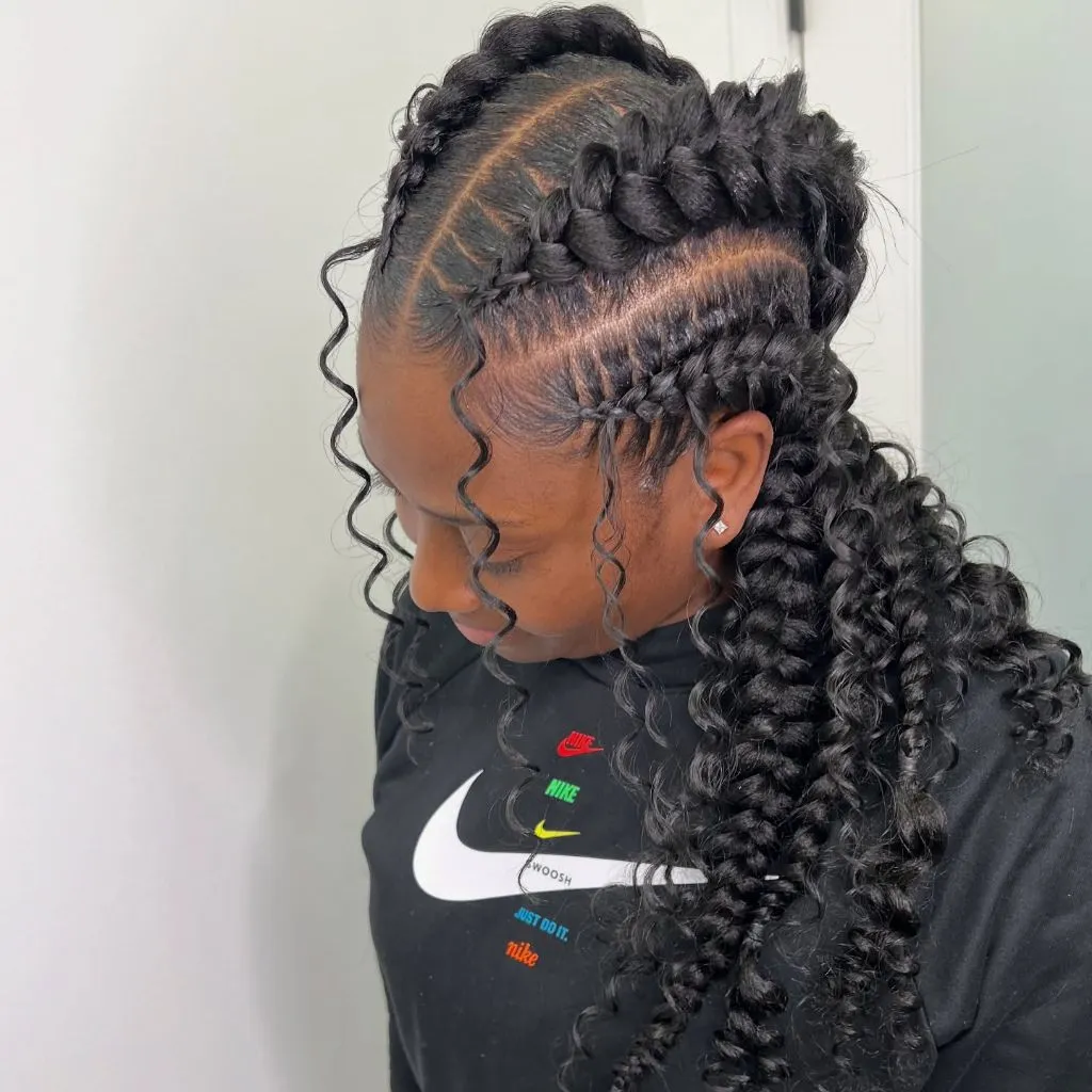 Butterfly Braids Hairstyle Jumbo Twisted Braids with Curly Ends and Laid Baby Hairs