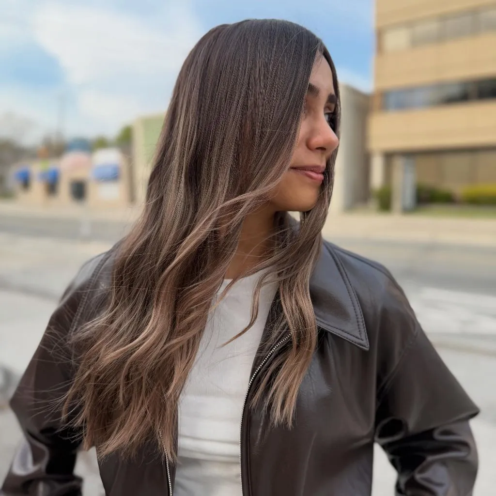 Fall Hair Colour Ideas 2026 Soft Mushroom Brunette With Beige Balayage