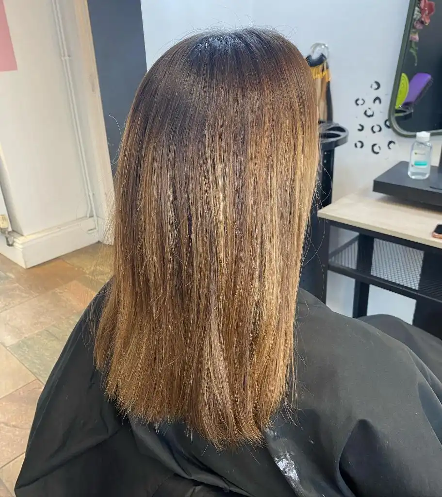 Bobbed Haircut for Women Warm Caramel Balayage on Shoulder-Length Straight Hair
