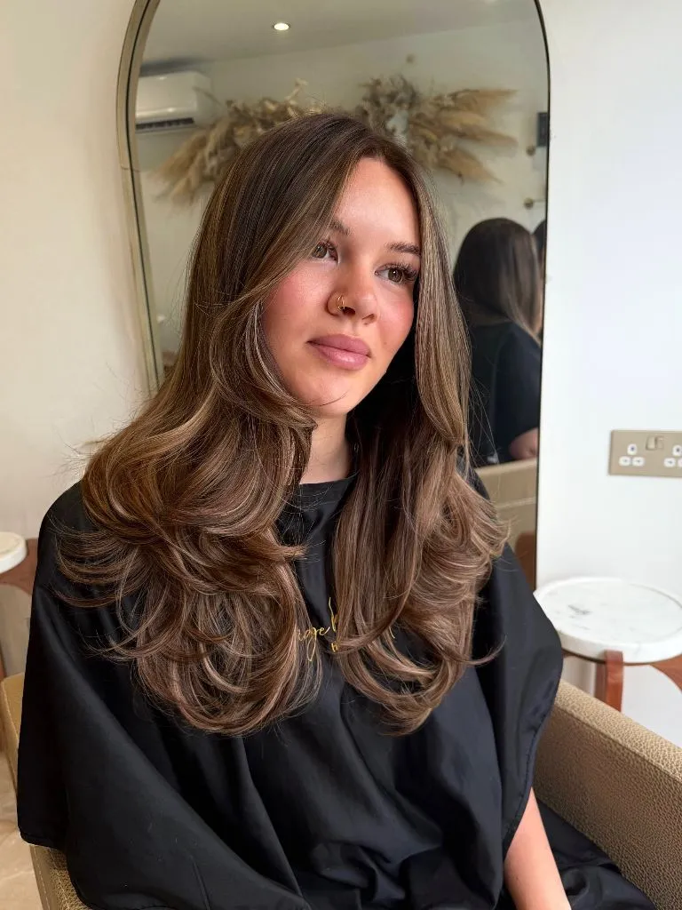 Fall Brunette Hair Colour 2026 Voluminous Toffee Brunette With Luxe Curtain Layers