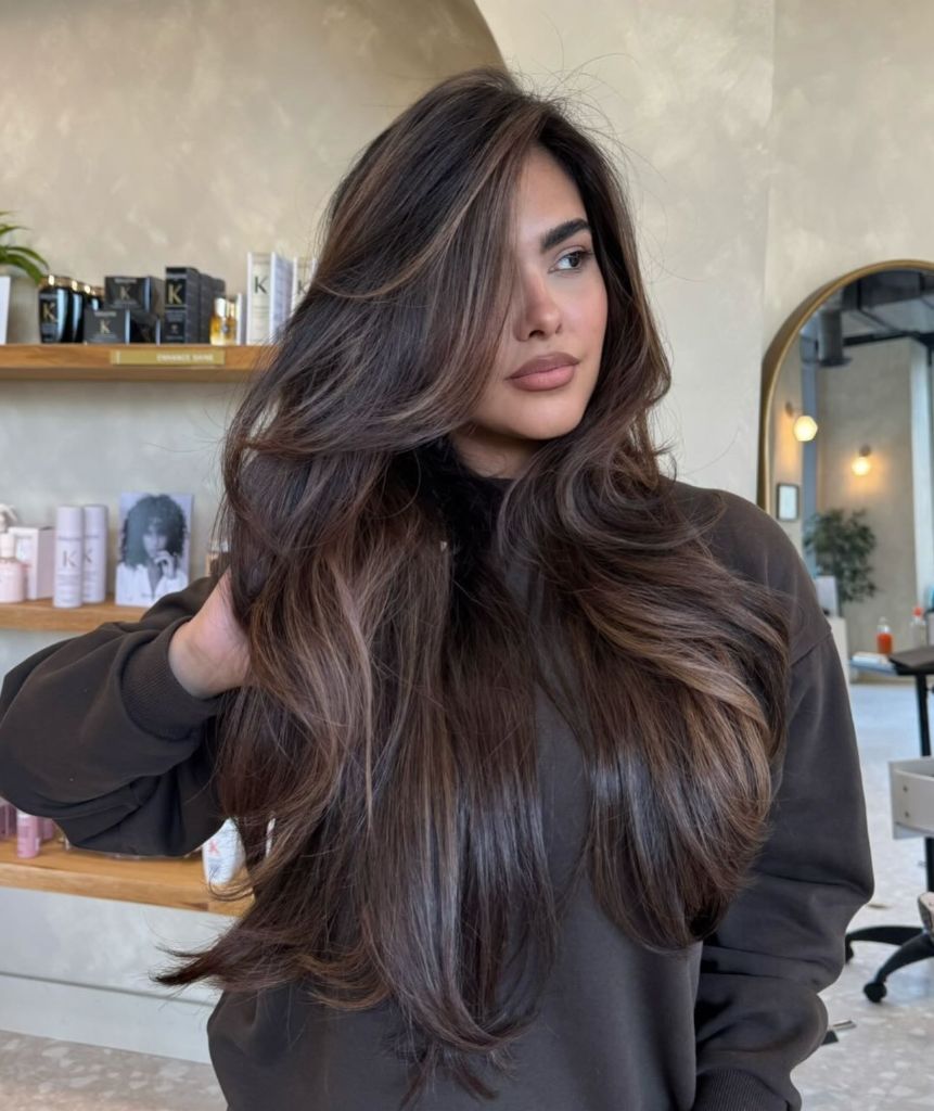 Fall Hair Colour Ideas 2026 Rich Chocolate Brunette With Warm Caramel Airlights