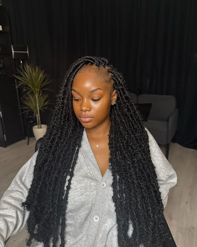 Locs Hairstyles for Black Women Long Butterfly Locs With Piecey Curls