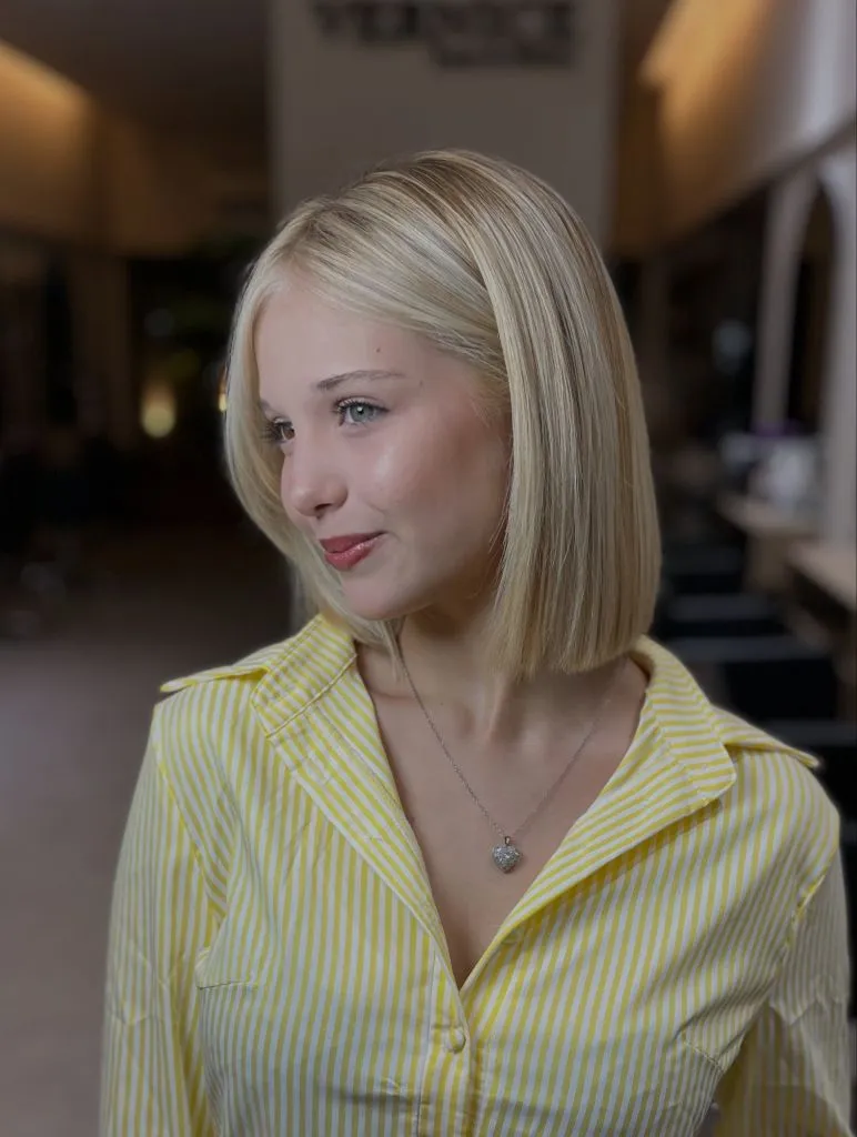 Fall Haircuts for Women 2026 Polished Platinum Bob with Baby-Fine Texture and Clean Lines