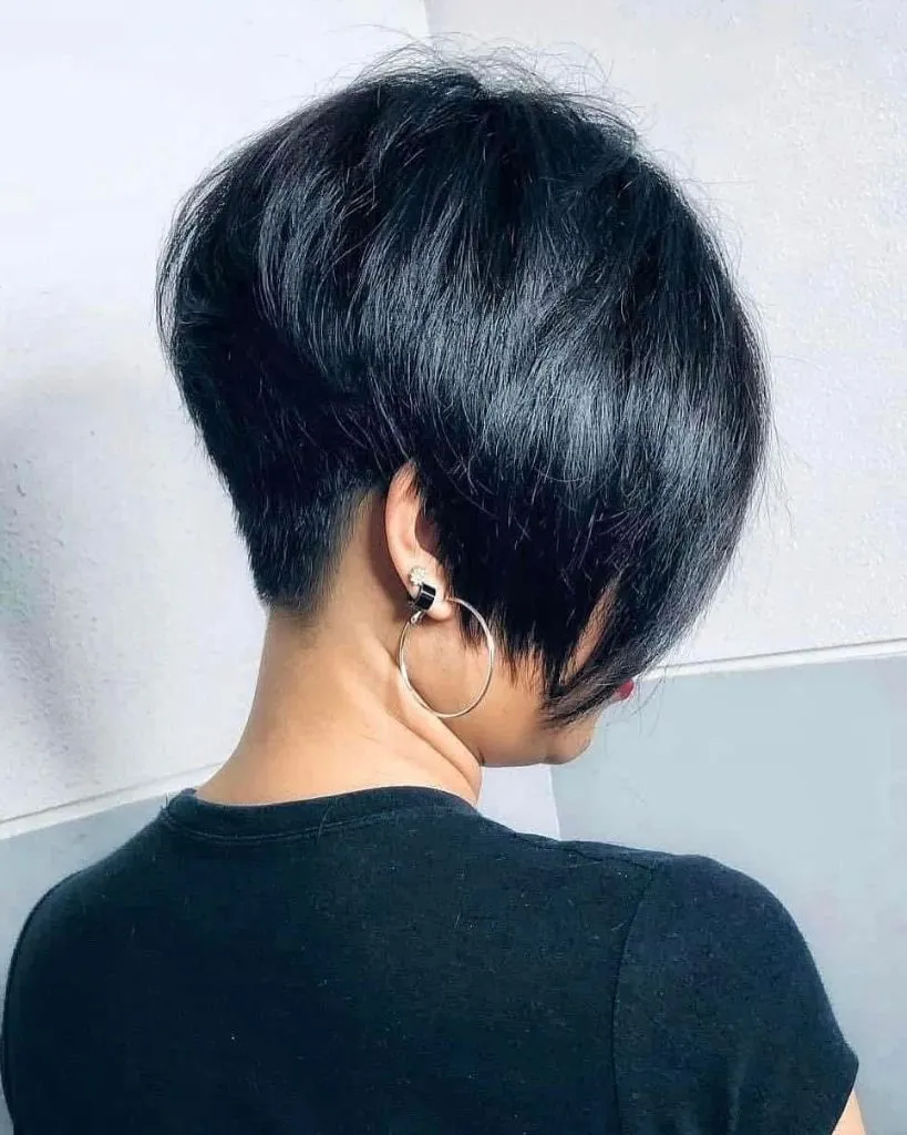 Fall hairstyles for short hair 2026 Stacked Pixie with Dramatic Volume and Tapered Nape