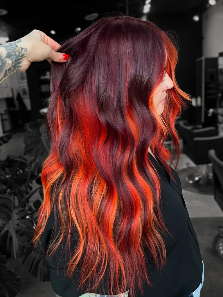 Fall Hair Colour Ideas 2026 Deep Burgundy to Fiery Copper Colour Melt