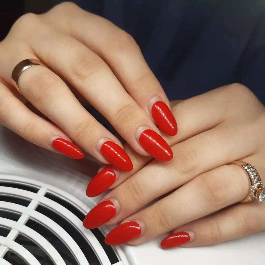 Fall Wedding Nails 2026 Classic Red On Medium Almond Nails