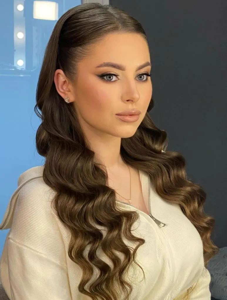 Middle Parting Hairstyles Side-Swept Deep Waves With A Soft Centre Part