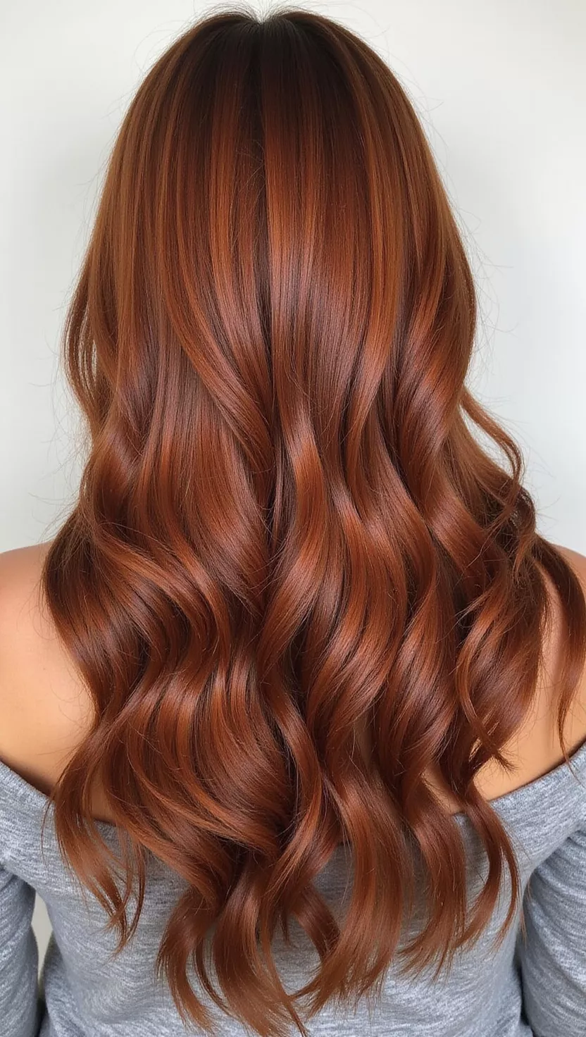Long wavy rich auburn hair