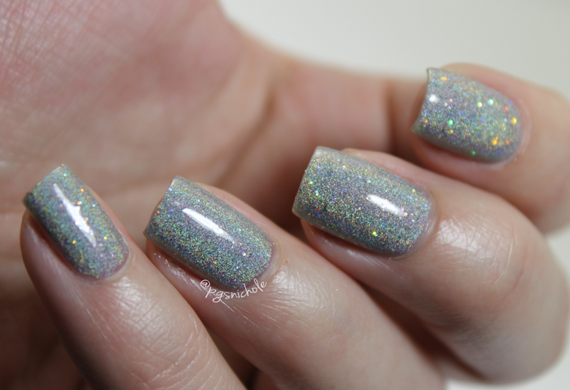 Silver holographic glitter nails