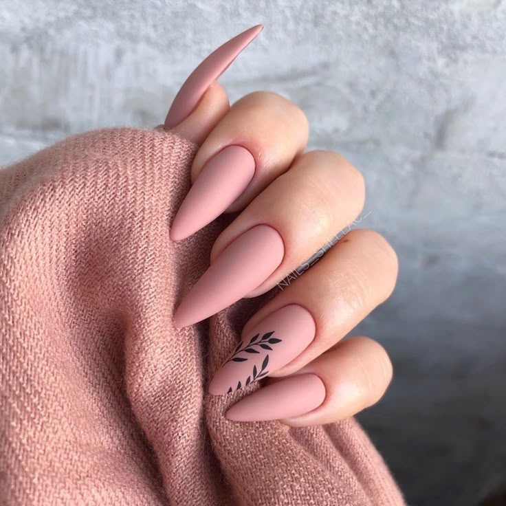 Matte dusty rose pink nails