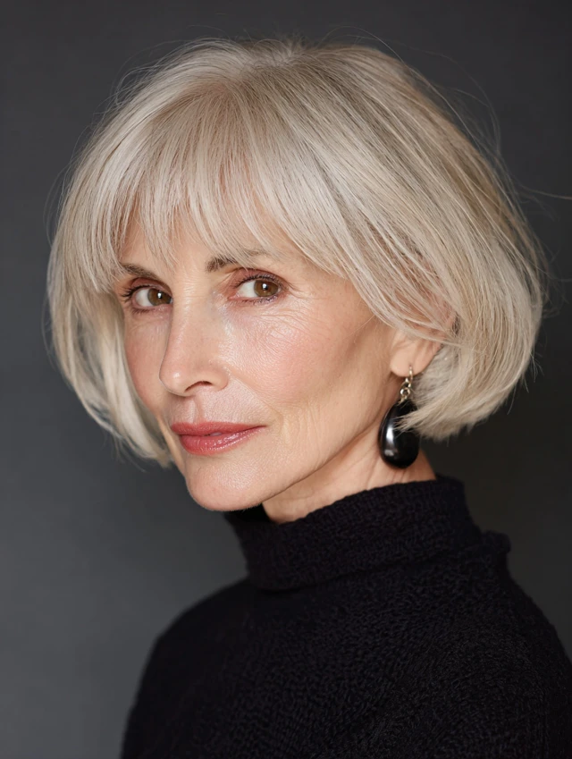 Bob haircut with wispy bangs
