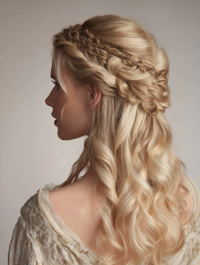 Milkmaid braids hairstyle with soft volume