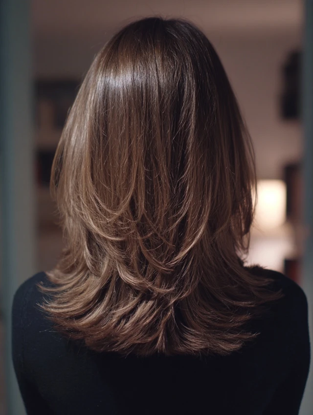 Shoulder-length haircut with flipped-out ends