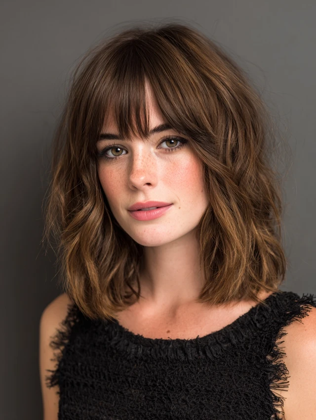 Mushroom brown lob with curtain fringe
