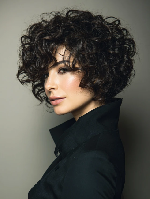 Curly butterfly haircut with bouncy layered wings