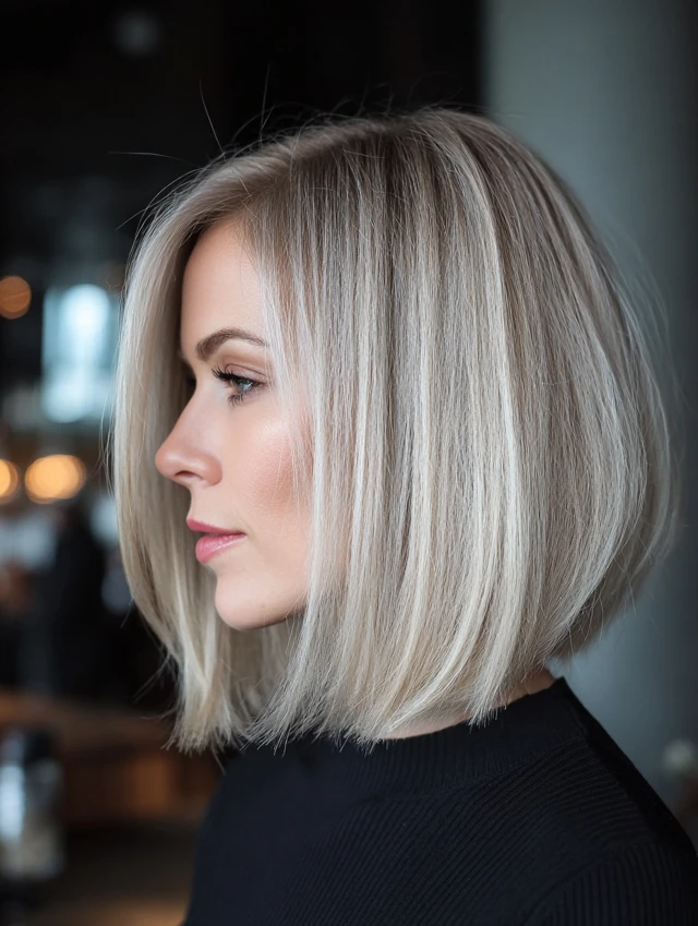 Ash blonde bob with smoky lowlights