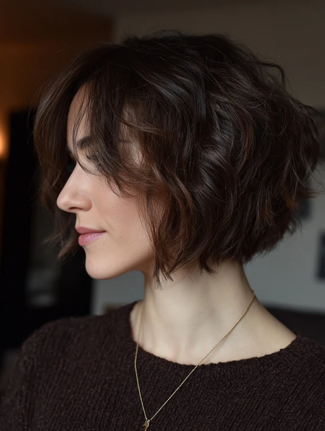 Textured chin-length bob with soft loose waves