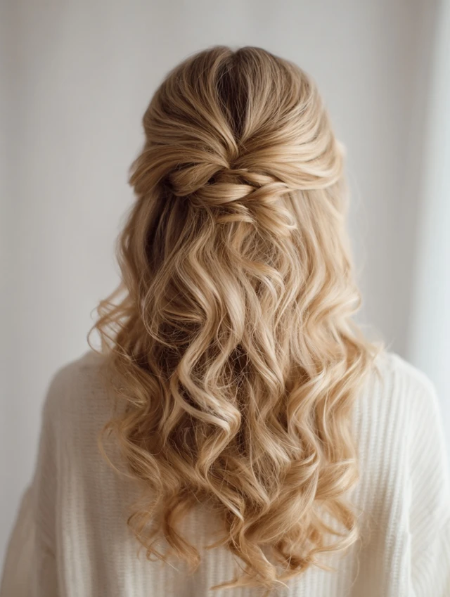 Half-up twisted crown hairstyle