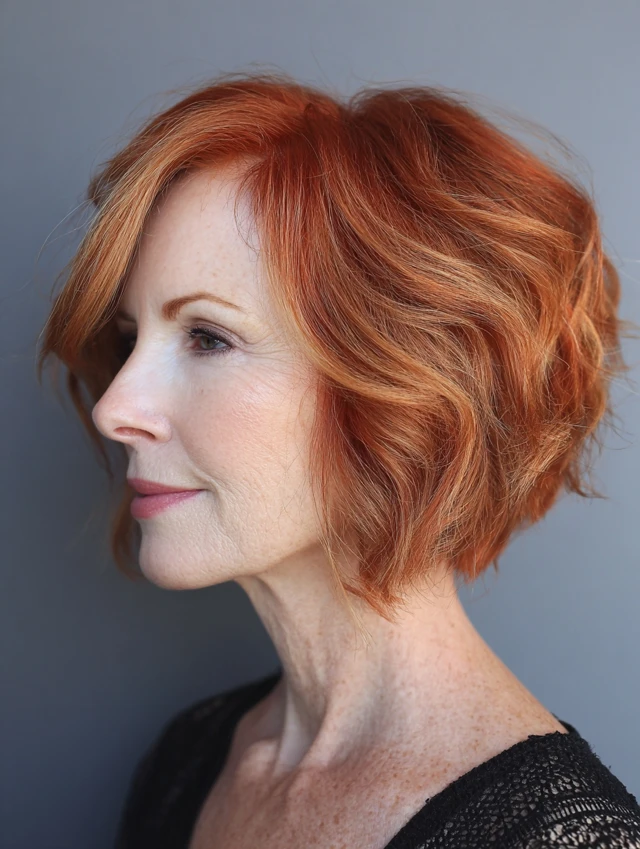 Copper auburn pixie with volume at the crown