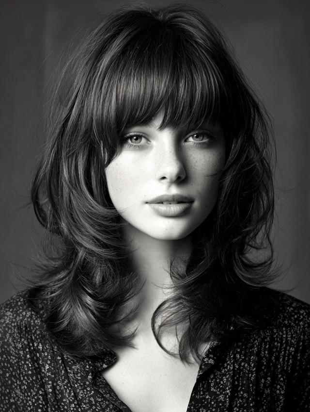 Medium-length shag with full fringe and textured layers