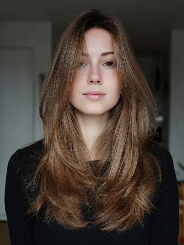 Long haircut with face-framing layers