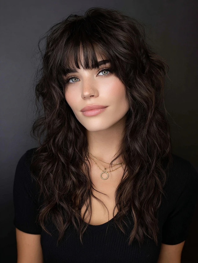 Layered wolf cut with curtain bangs