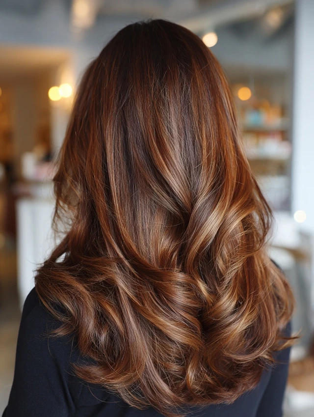 Golden Amber Brown — winter hair color idea for brown eyes