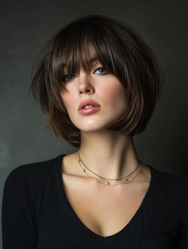 Bob haircut with a soft wispy fringe