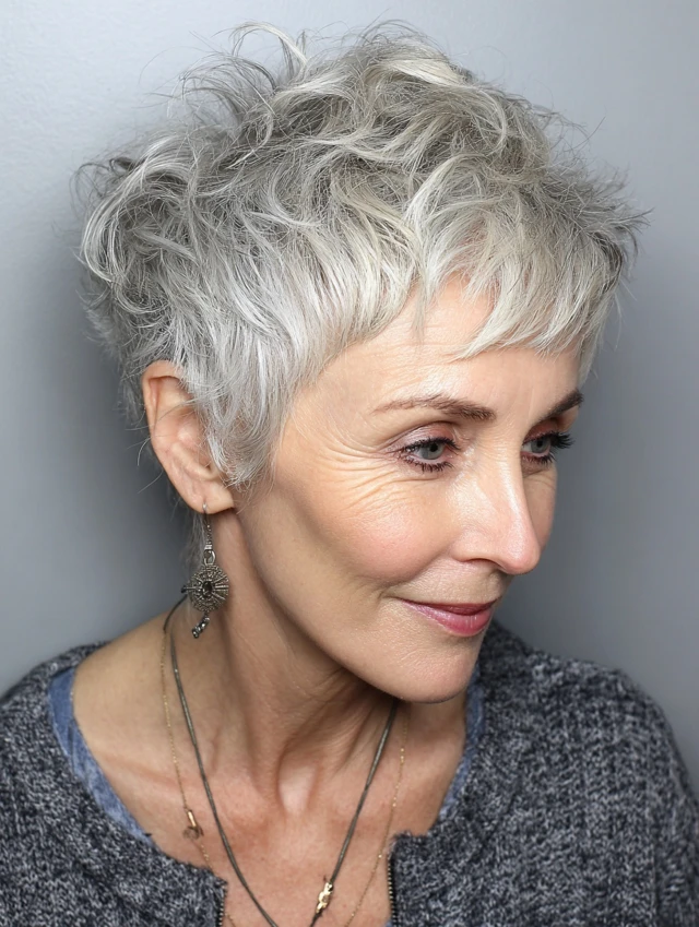 Textured silver-grey pixie bob
