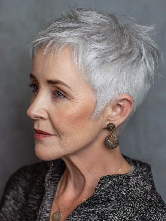 Layered pixie shag haircut with texture
