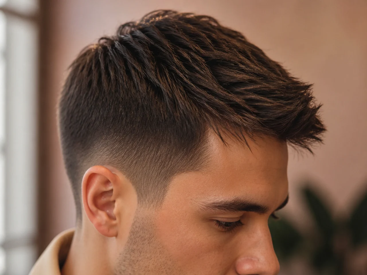 Man with a textured Ivy League haircut