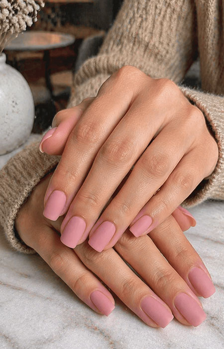Matte blush pink nails