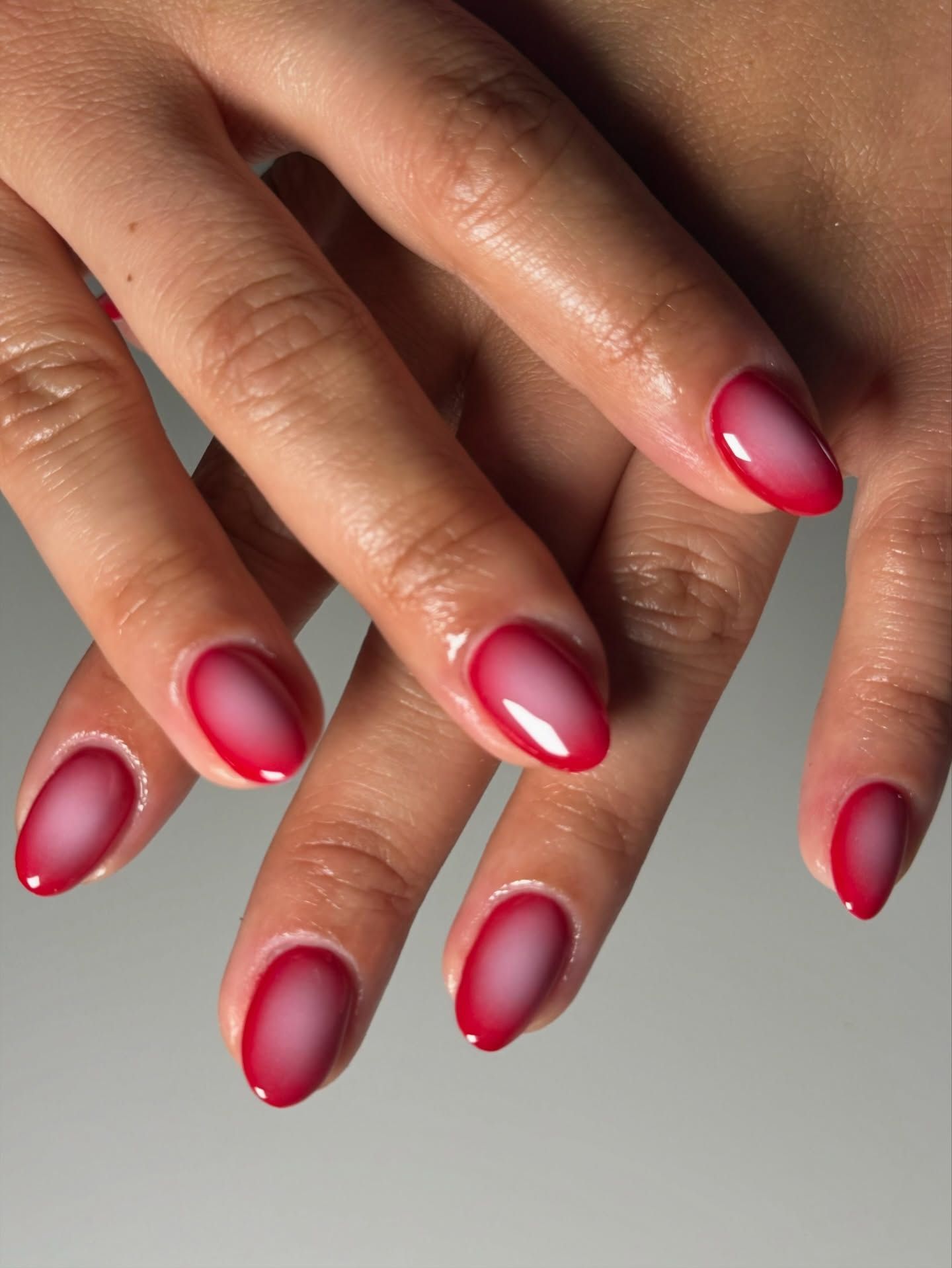 Red aura nails with airbrushed glow