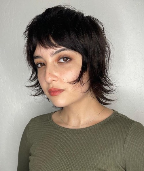 Chin-length wolf cut with textured ends