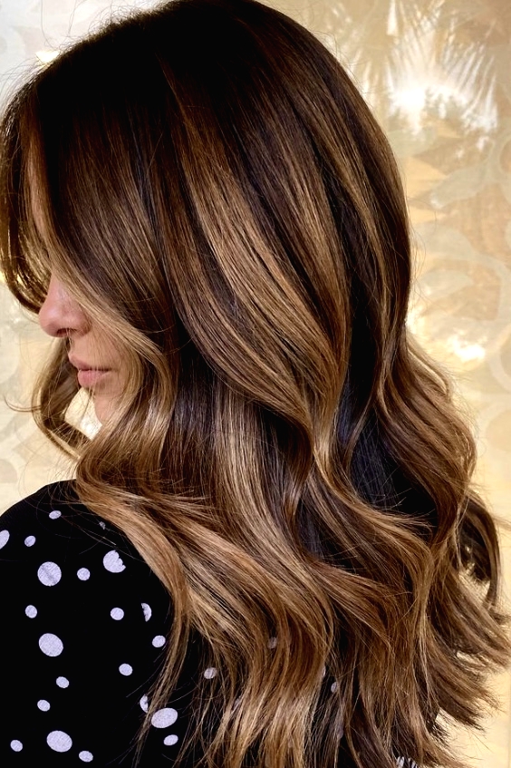 Chocolate brown hair with soft balayage dimension