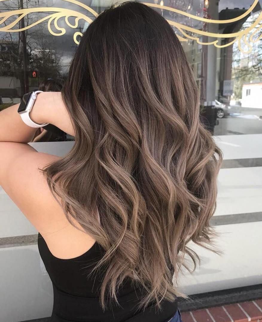 Mushroom brown ombre hair with dark roots