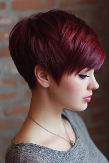 Cherry cola red pixie haircut