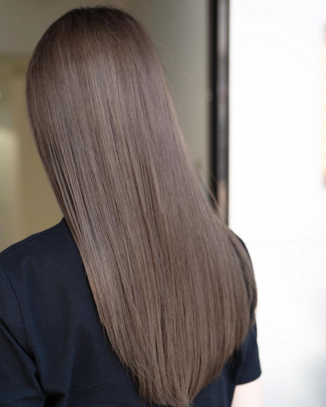Long straight mushroom brown hair