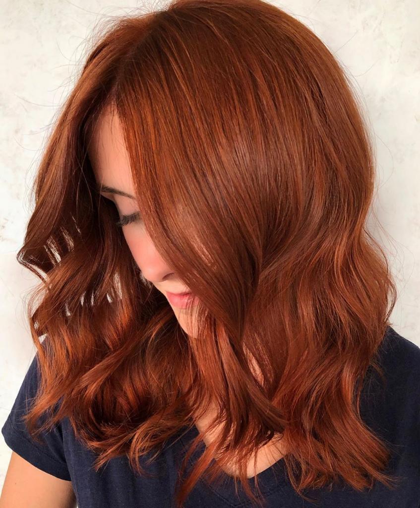 Vibrant copper auburn hair color