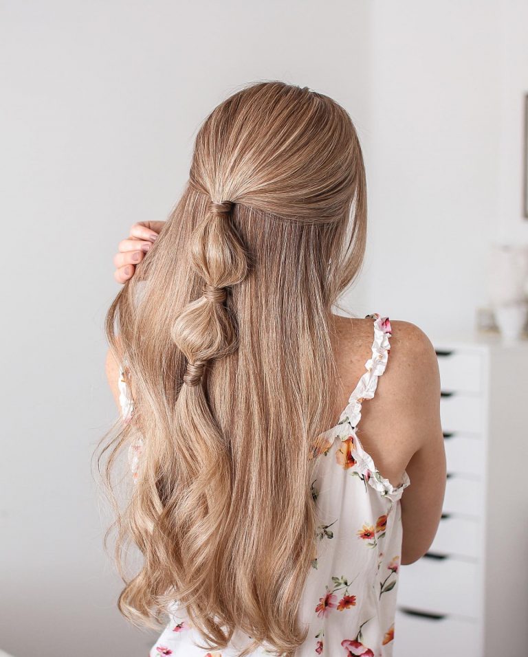 Half-up bubble braid ponytail