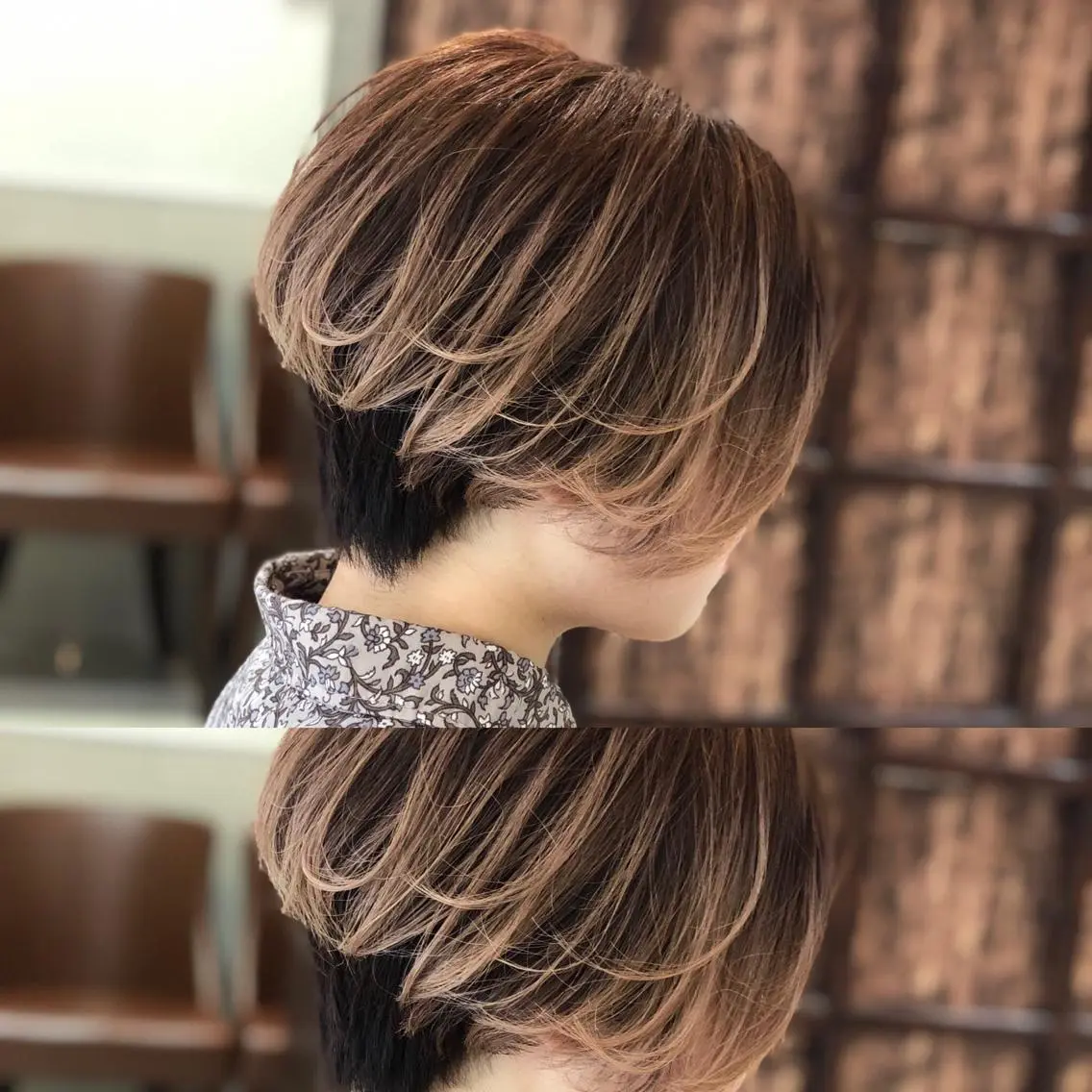 Two-tone bob with shaved nape undercut