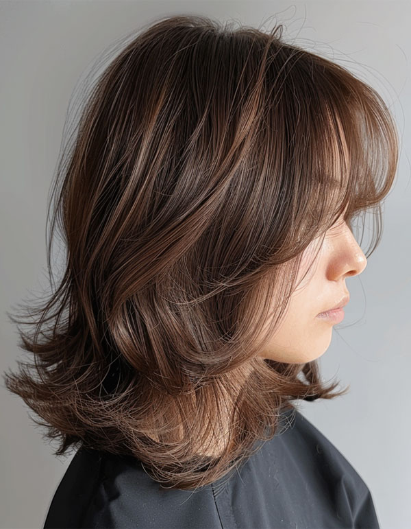 Medium-length haircut with a soft layered shape