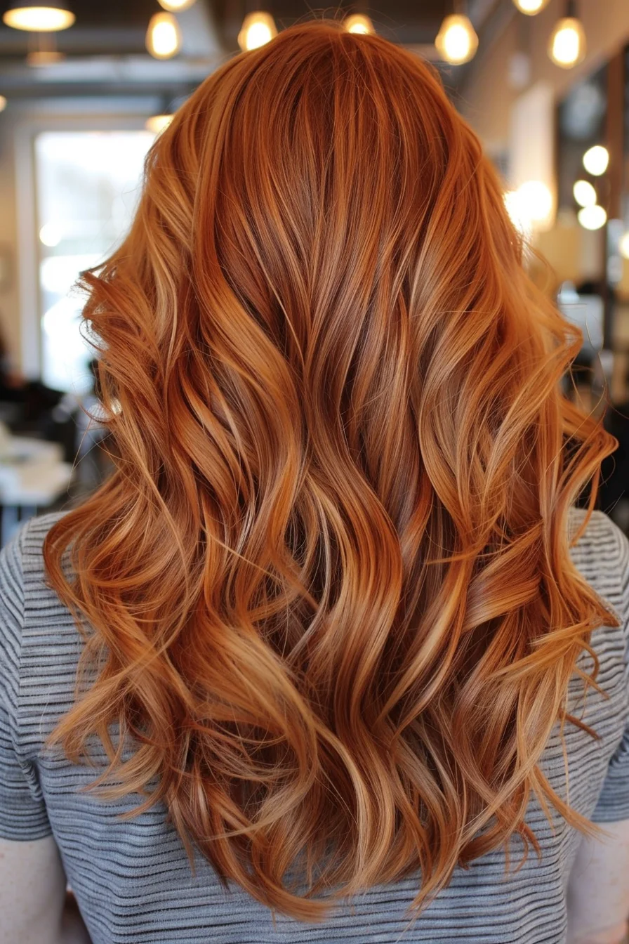 Auburn hair with warm cinnamon highlights