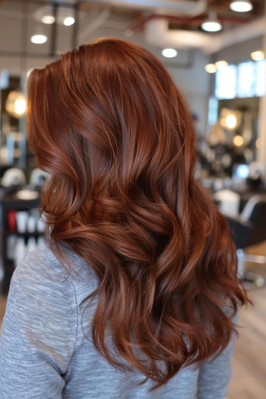 Warm auburn hair with cinnamon highlights