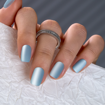 Short nails in matte icy blue