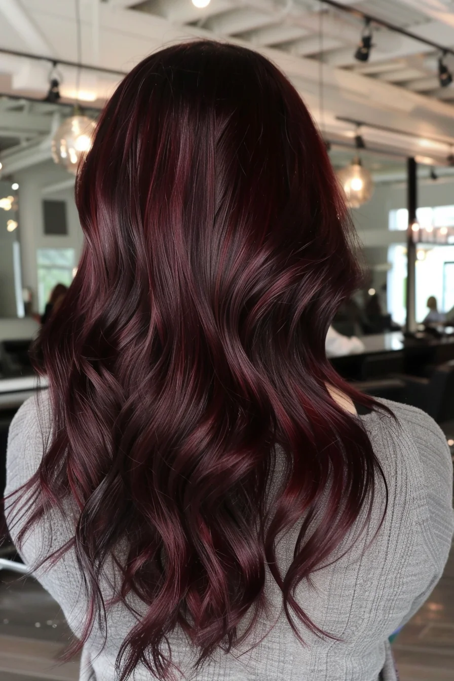 Chocolate Cherry Brown — winter hair color idea for brown eyes