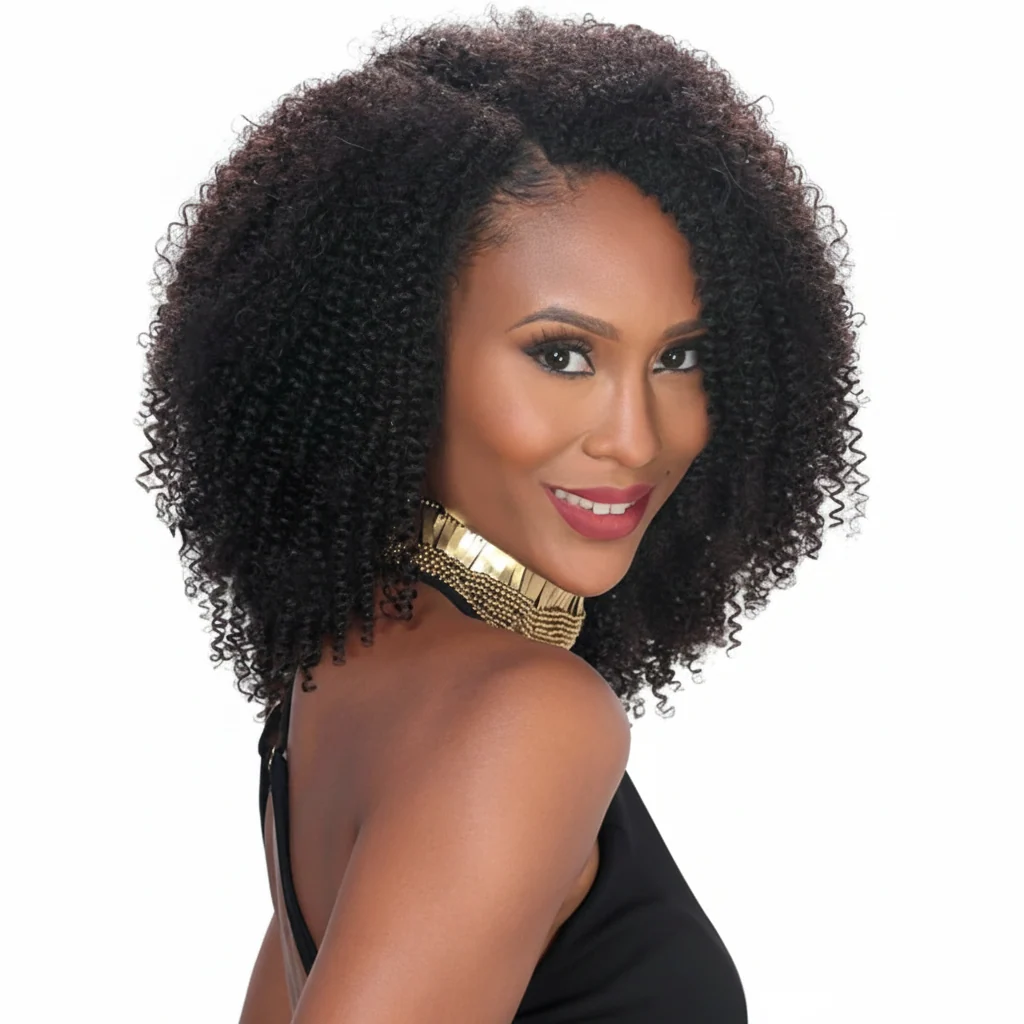 Voluminous kinky-coily weave hairstyle