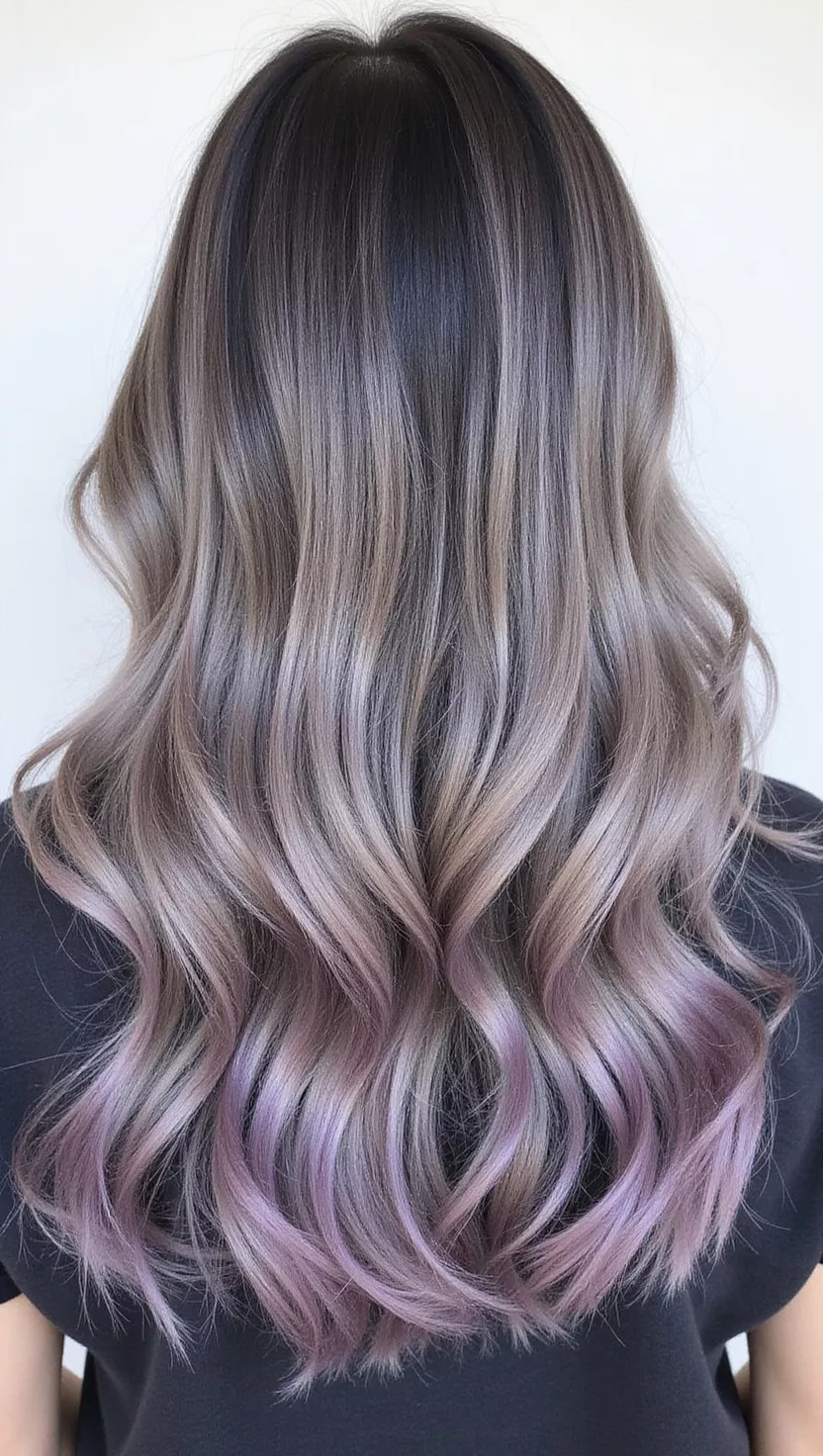Ash plum ombre hair