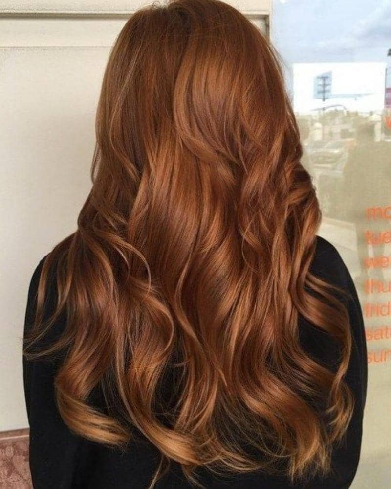 Deep mahogany copper hair, long length